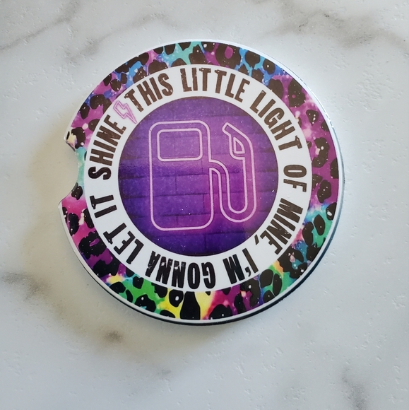 Set Of 2 Ceramic Car Coasters Funny Gas Light - Picture 2 of 6